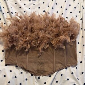Fashion Nova Feathered Brown Crop Top